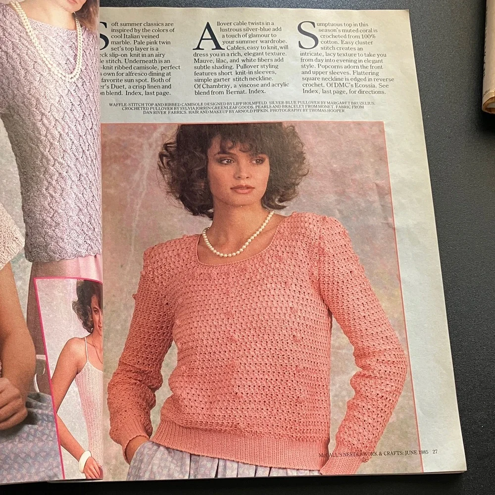 McCall's Needlework & Crafts Magazine June 1985 Sweaters Knits Hobby Summer